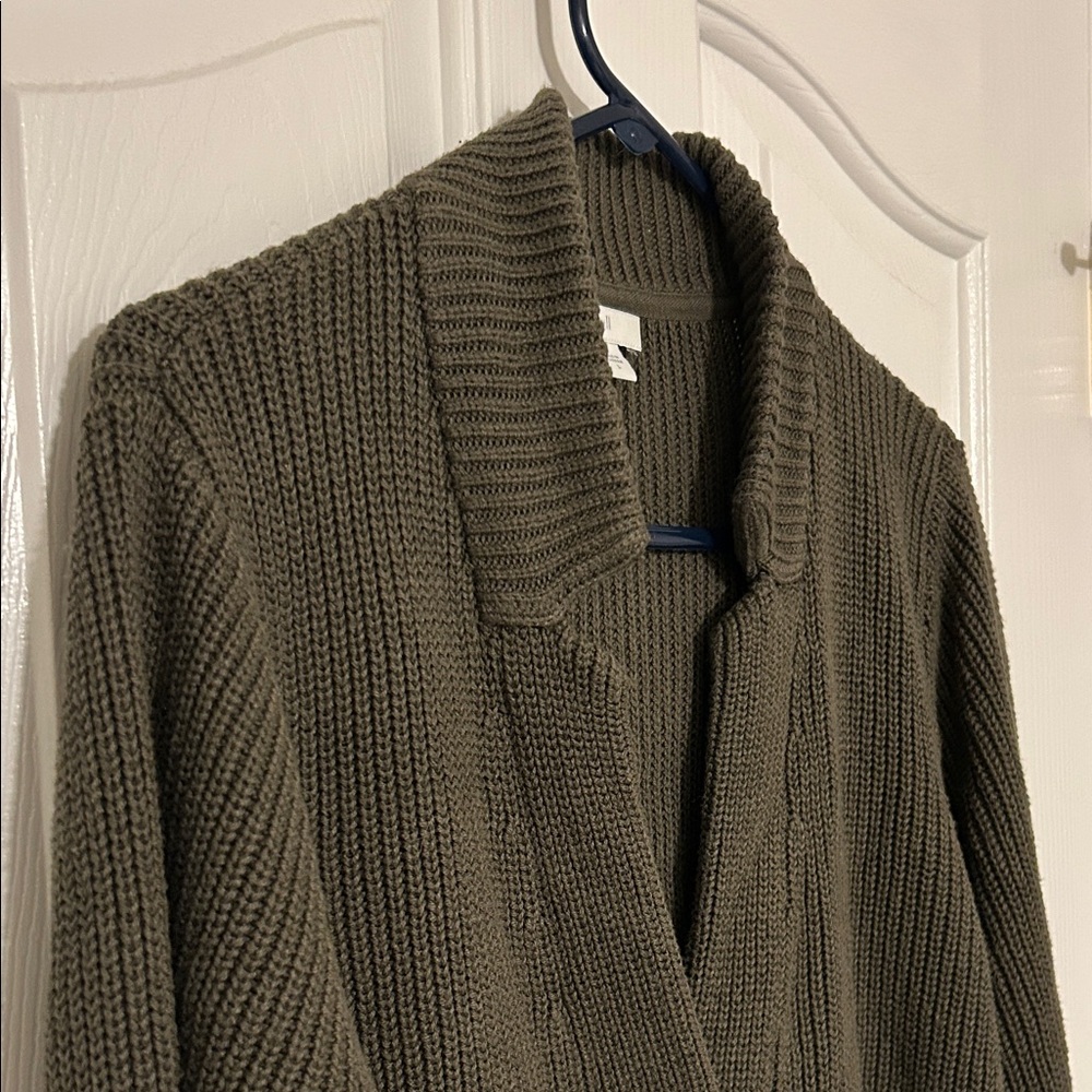J.Jill Olive Green Button‑Front Cardigan with Pockets – Women’s Large, Excellent - Picture 5 of 8